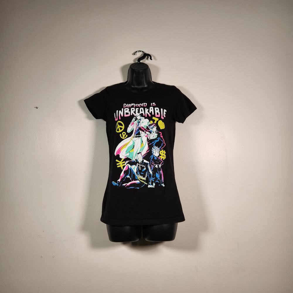 JOJO'S BIZARRE ADVENTURE SS T Shirt Womens S Black Multi Diamond Is Unbreakable